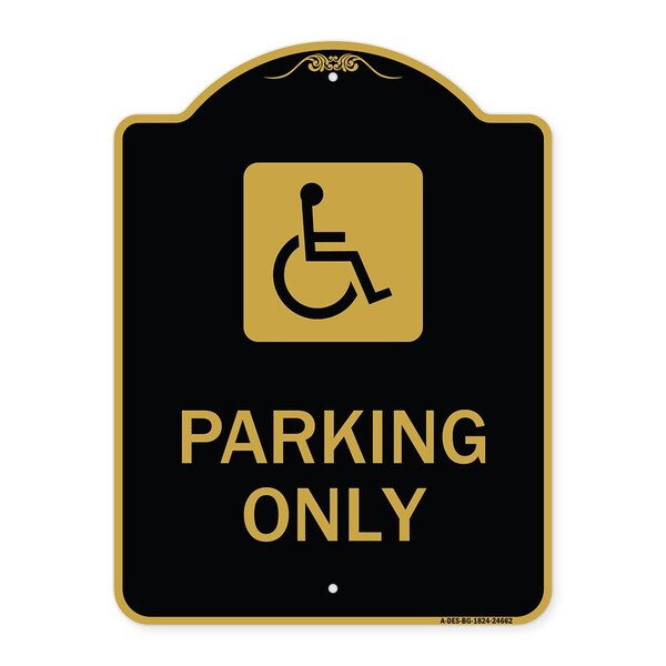 Signmission ADA Compliant Parking Accessible, Black & Gold Aluminum Architectural Sign, 18" x 24", BG-1824-24662 A-DES-BG-1824-24662 - main